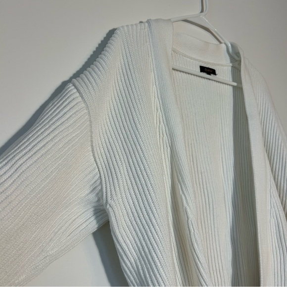 Quince (S) Ivory White Organic Cotton Cozy Oversized Knit Open Front Cardigan - Picture 4 of 7